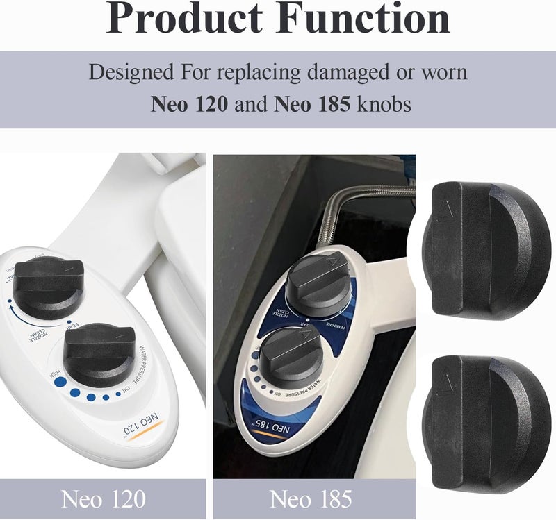WFCYX Bidet Seats Replacement Knob Compatible With Luxe Bidet Neo 120 & Neo 185, Knob Accessories for Luxe Bidet Neo 120 & Neo 185, Neo Knob, Non-Electric Bidet Attachment for Toilet Seat, 4 Pcs Black - Image 4